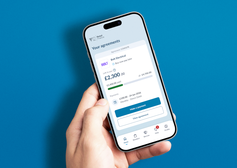 V12 App on a phone