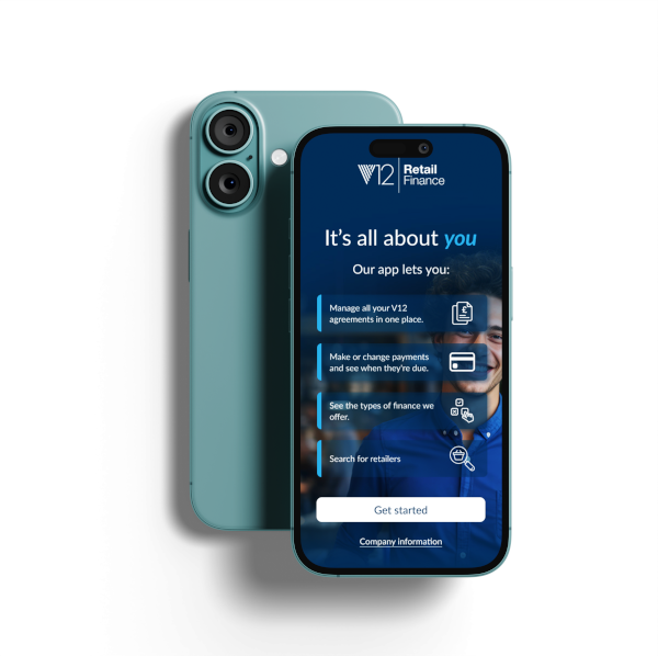 V12 app on a mobile phone