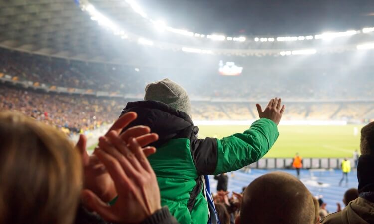 Fans in a sports stadium